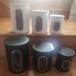 New 3 Piece Stainless Steel Canister Set Available In Black Or White/